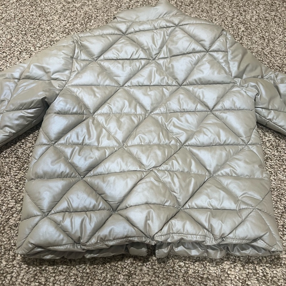 ZARA Girls Lightweight Silver Puffer Jacket Size 7 (122cm) Quilted Coat - Picture 7 of 10